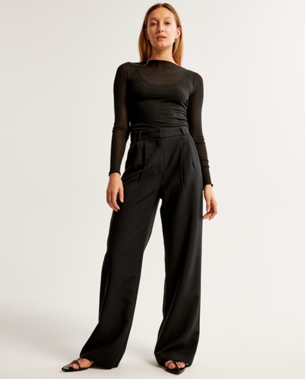 Abercrombie & Fitch Sloane Tailored Wide Leg Pant Women's Size 26 2R in Black